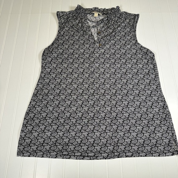 Michael Kors Tops - Michael Kors Black/ White Floral Sleeveless Top Sz XL